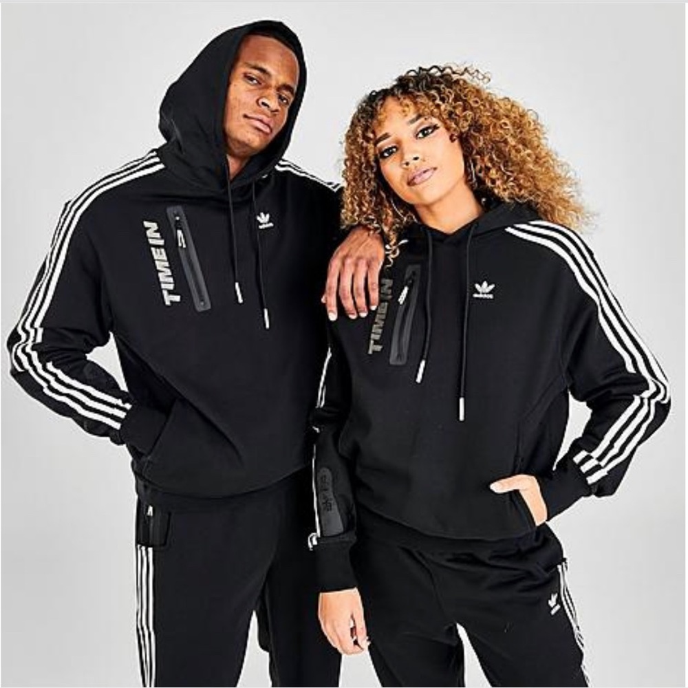 Adidas Pullover Hoodie with Drawstring Hood and Split Kangaroo Pocket - Picture 2 of 9
